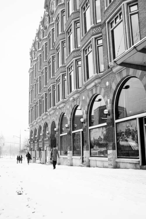Black And White Winter Downtown Photo