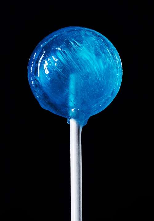 Blue Lollipop On Black Photo