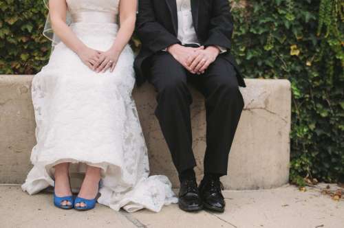 Bride And Groom Side By Side Photo