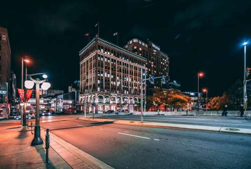 Calm City Street At Night Photo