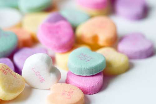 Candy Hearts Close Up Photo