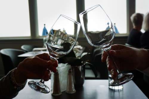 Cheers With Restaurant Glassware Photo