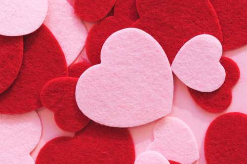 Close Up Of Pink And Red Valentine's Day Hearts Photo