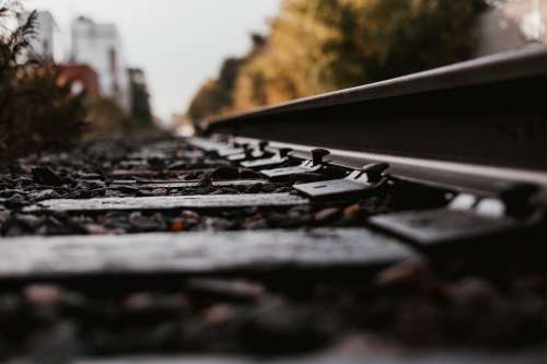 Close Up Of Unused Train Track Photo
