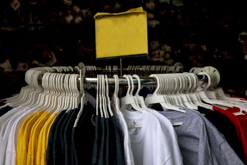 Clothing Rack T-Shirts For Sale Blank Sign Photo