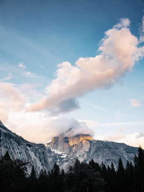 Cloud Wrapped Mountain Photo