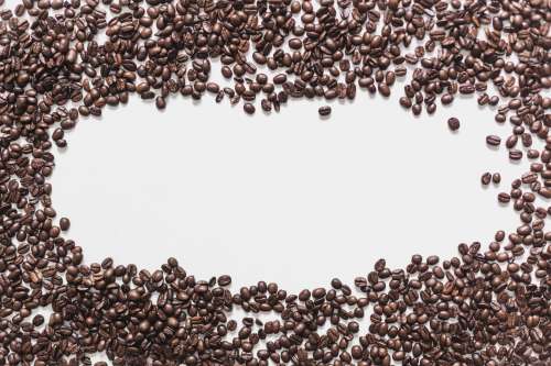 Coffee Beans With Blank White Photo
