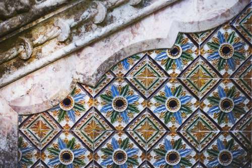 Colorful Tiles Meet Intricate Stonework Photo