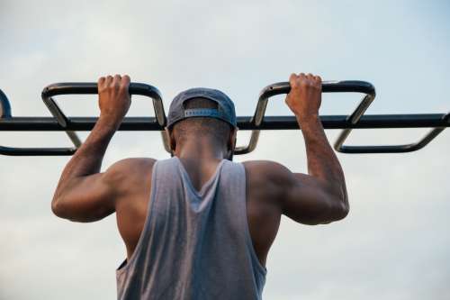 Fitness Man Chin Ups Photo