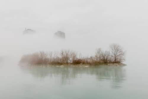 Fog Covered City Waterside Photo