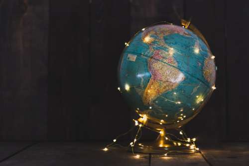 Globe Wrapped In Lights Photo