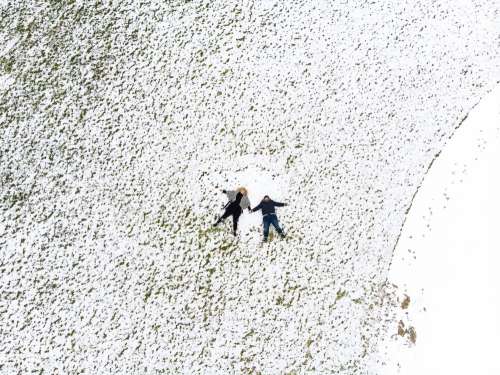 Grass And Snow Converge In A Circle Of Love Photo