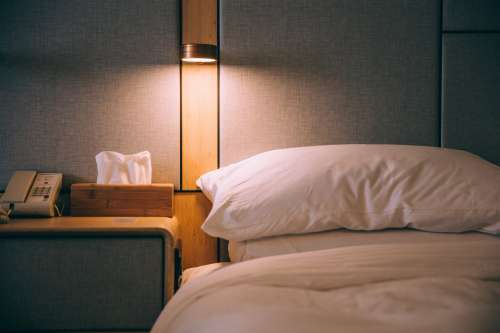 Hotel Bed With Bamboo Details Photo