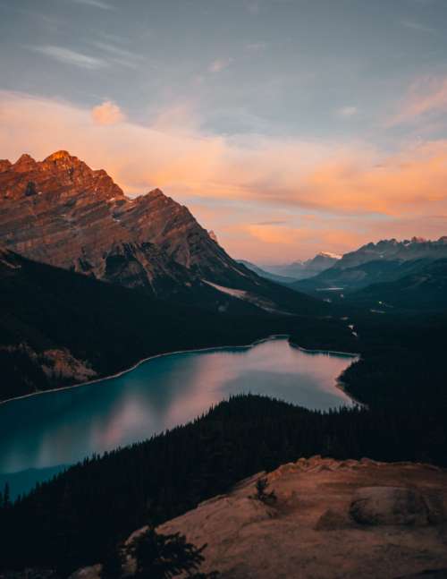 Lake In The Mountains At Dusk Photo