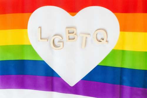 LGBTQ Letters In Heart Pride Flag Photo