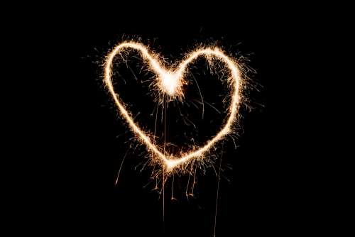 Love Heart Drawn In Lights Photo