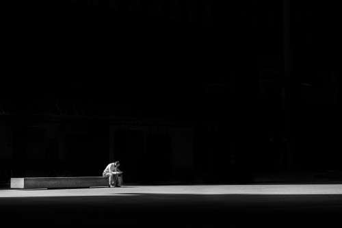 Man Alone In Darkness Photo