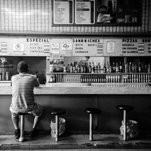 Man At Diner Counter Photo