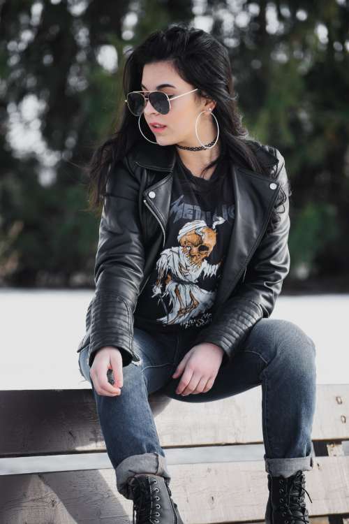 Modern Leather Jacket Womens Fashion Photo