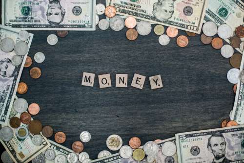 Money Letter Tiles And Coin Photo