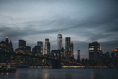 New York City Skyline At Night Photo