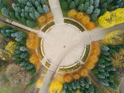Perfect Fall Circle Park Aerial Photo