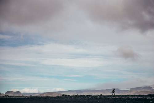 Photographer Hiking Iceland Flats Photo