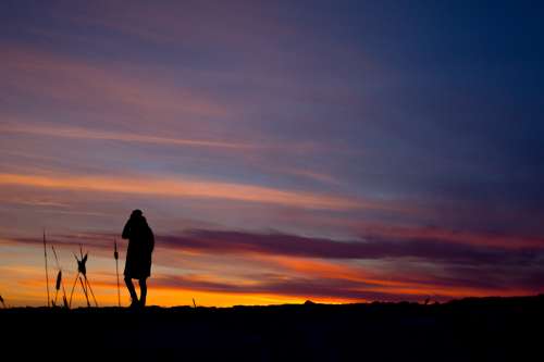 Prairie Sunset Silhouette Photo