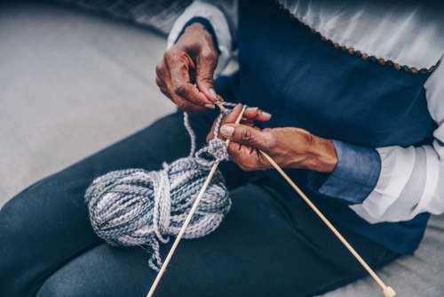 Senior Knitting Photo