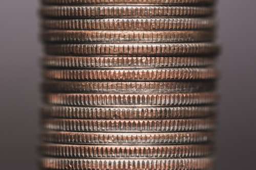 Silver Coin Stack Close Up Photo