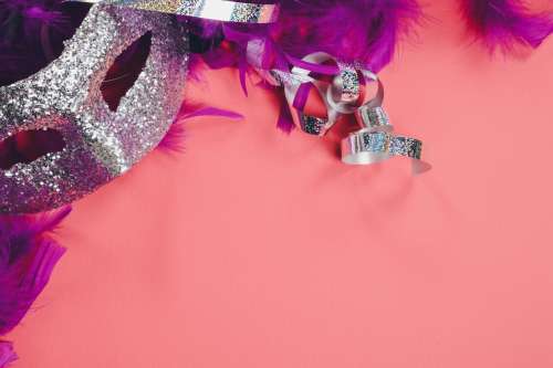 Silver Party Mask On Pink Photo