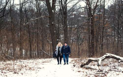 Smiling Snow Walk Photo