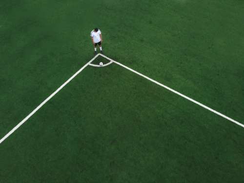 Soccer Player Ready To Take Corner Kick Photo