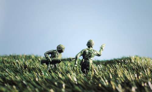 Soldier Toys In Grass Photo