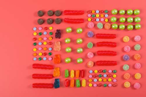 Sweet Treats Candy Knolling Flatlay Photo