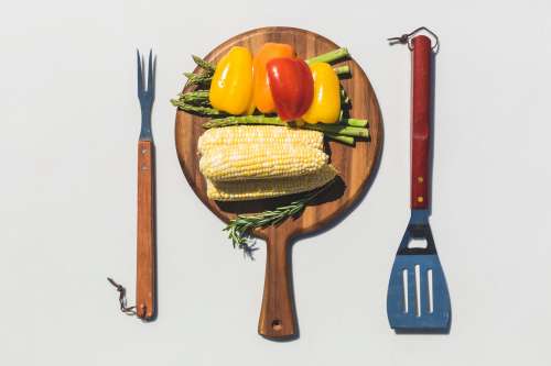 Veggies Cutting Board Grill Tools Photo