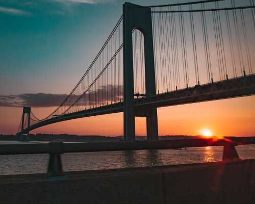 Verrazano Narrows Suspension Bridge Sunset Photo