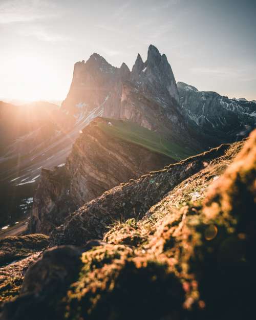 Vertical Mountain Peaks At Sunrise Photo