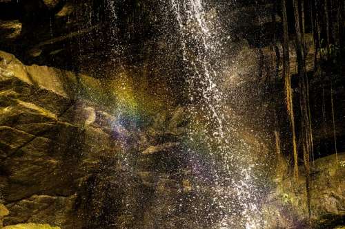 Waterfall Refracting Rainbow Photo