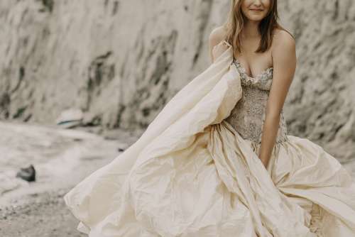 Wedding Fashion Gown On Beach Photo