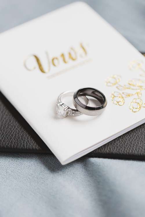Wedding Rings With Wedding Vows Photo