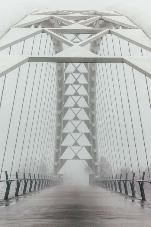 White Geometric Bridge Fog Photo