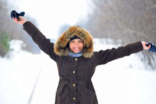 Woman Celebrates Winter Photo