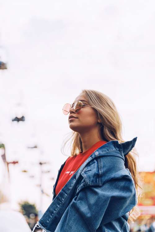 Woman In Jean Jacket Photo