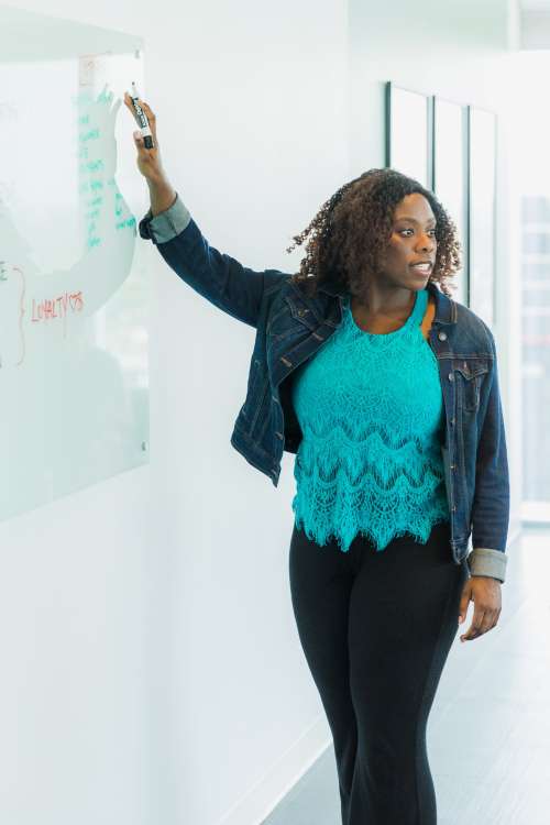 Woman Meeting Whiteboard Photo