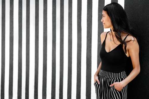 Woman Wearing Stripes Photo