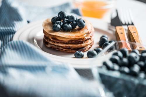 Breakfast pancakes with blueberries