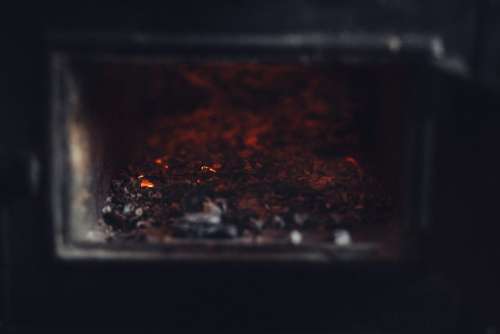 Ashes in an old stove