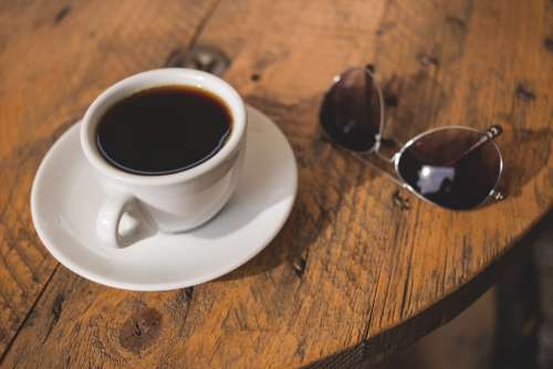 Black coffee and sunglasses