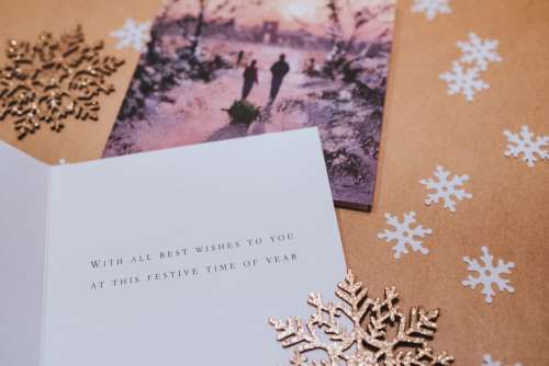 Christmas card and snowflakes